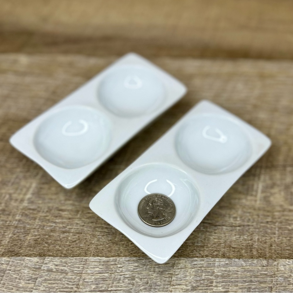 Dip Sauce Dish 2 Sided Set Of 2 multiple available great for soy sauce and dips - Picture 6 of 8